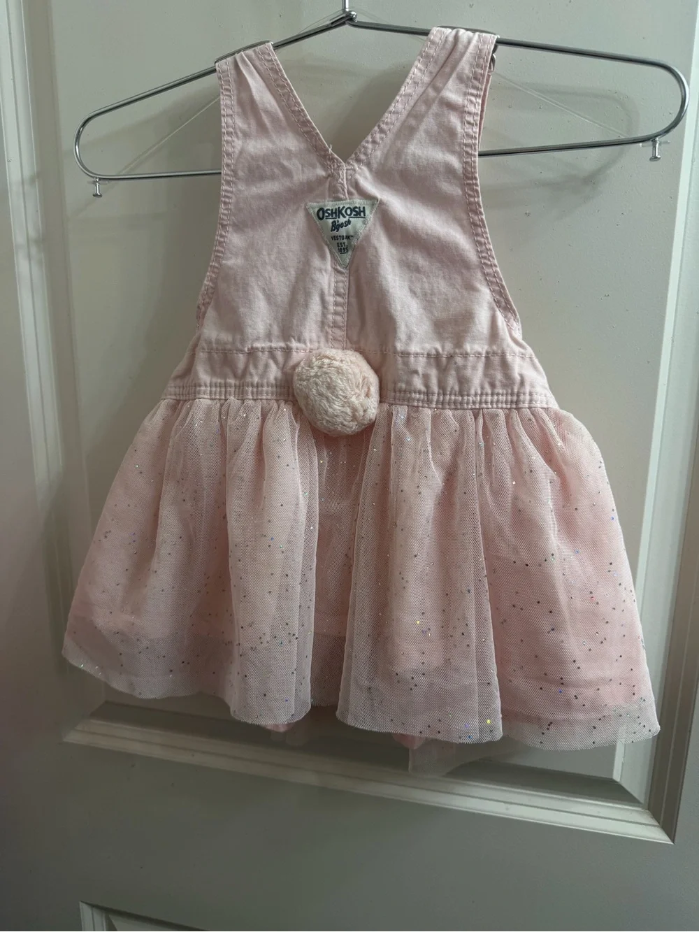 OshKosh B'gosh Pink Sparkle Tulle Overall Dress with Bunny Face